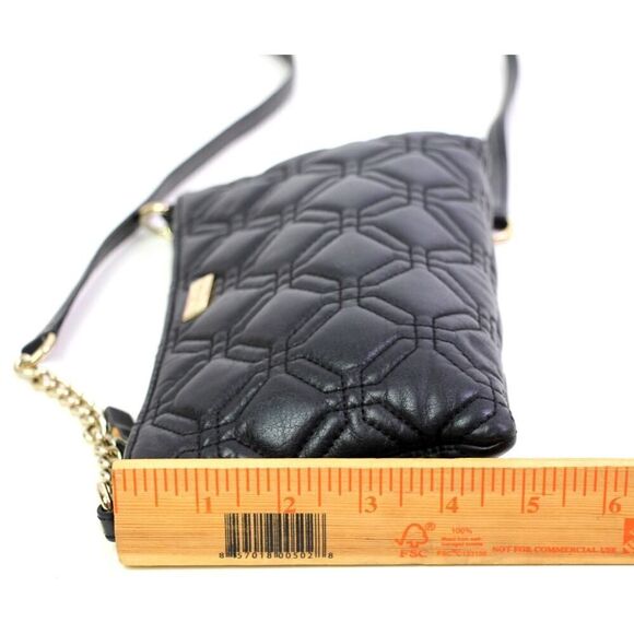 kate spade NY STITCHED BLACK REAL LEATHER CHAIN SHOULDER BAG XBODY HANDBAG PURSE - Picture 11 of 16